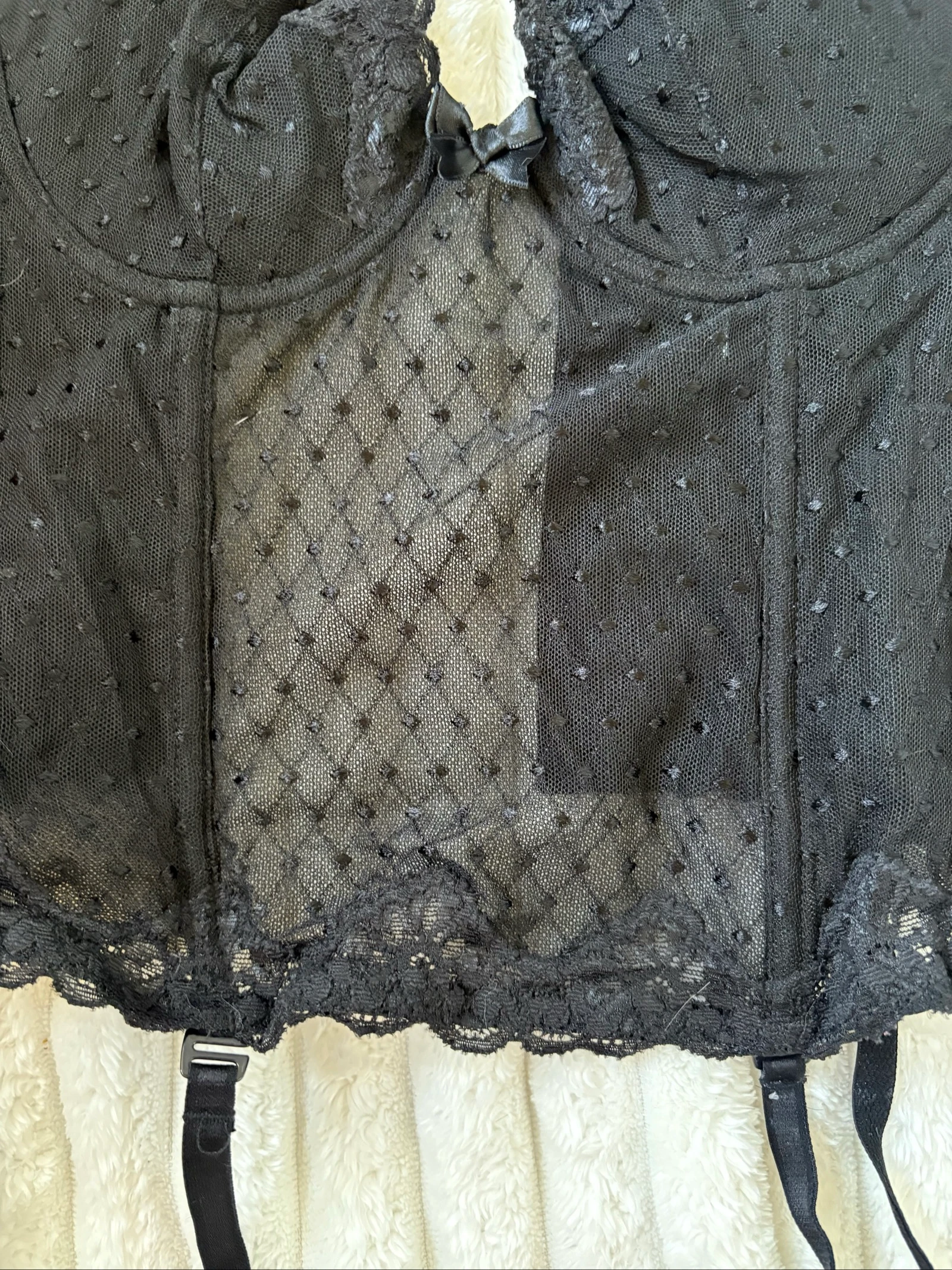 Vintage dames bustier korset met jarretelles met plissé patroon – photo 4
